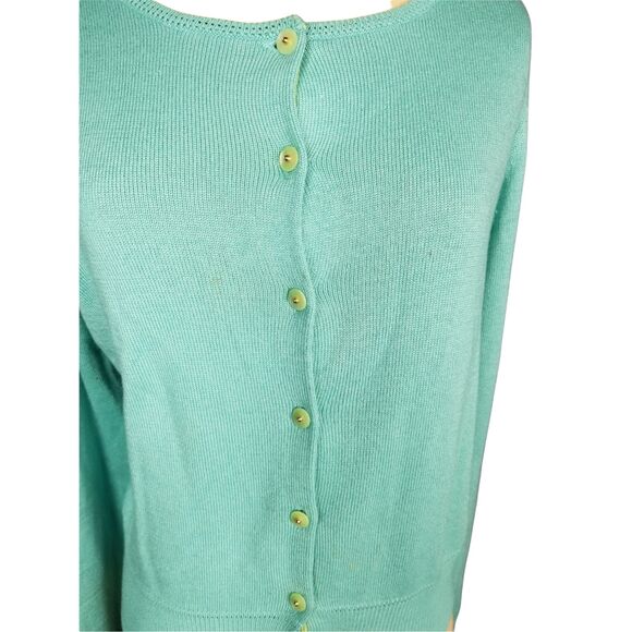 Milly of New York Vintage Silk/Cashmere Blue/Green Cardigan Size Medium - Picture 3 of 5